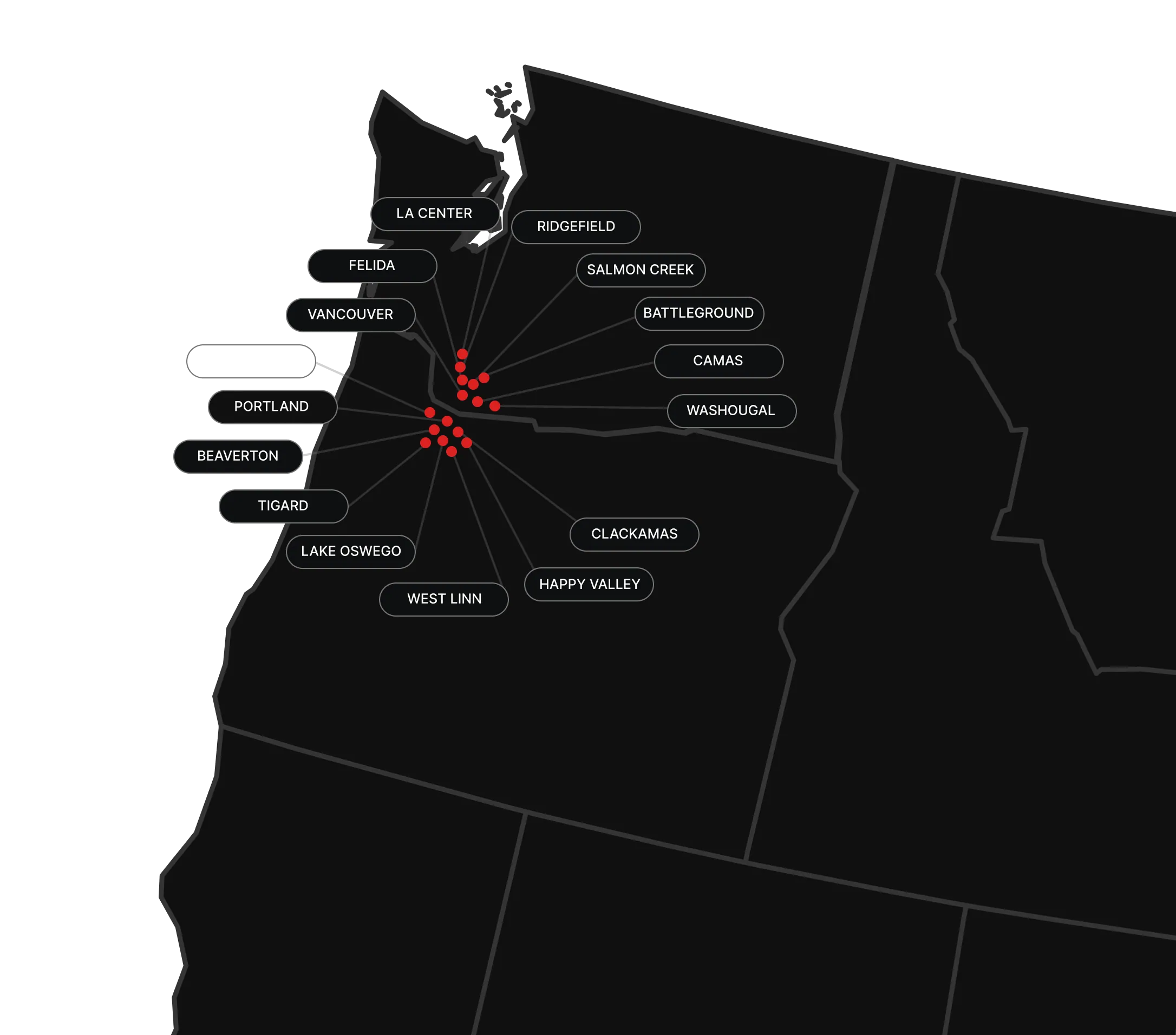 Service area map — Washington and Oregon
